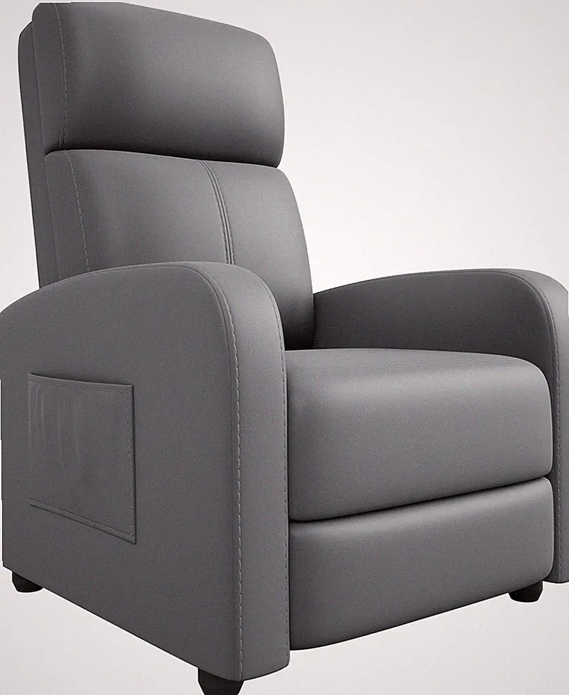 Adjustable PU Leather Recliner Chair with Wide Arms & Side Pocket for Home Theat