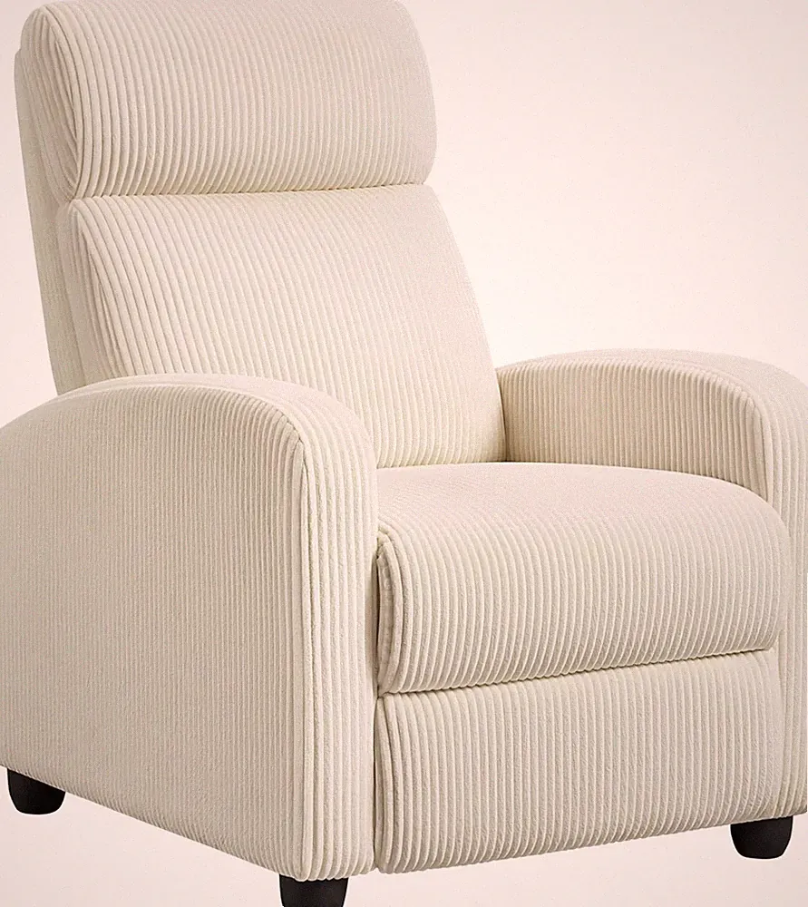 Beige Corduroy Recliner Chair - Modern Adjustable Sofa for Living Room & Theater