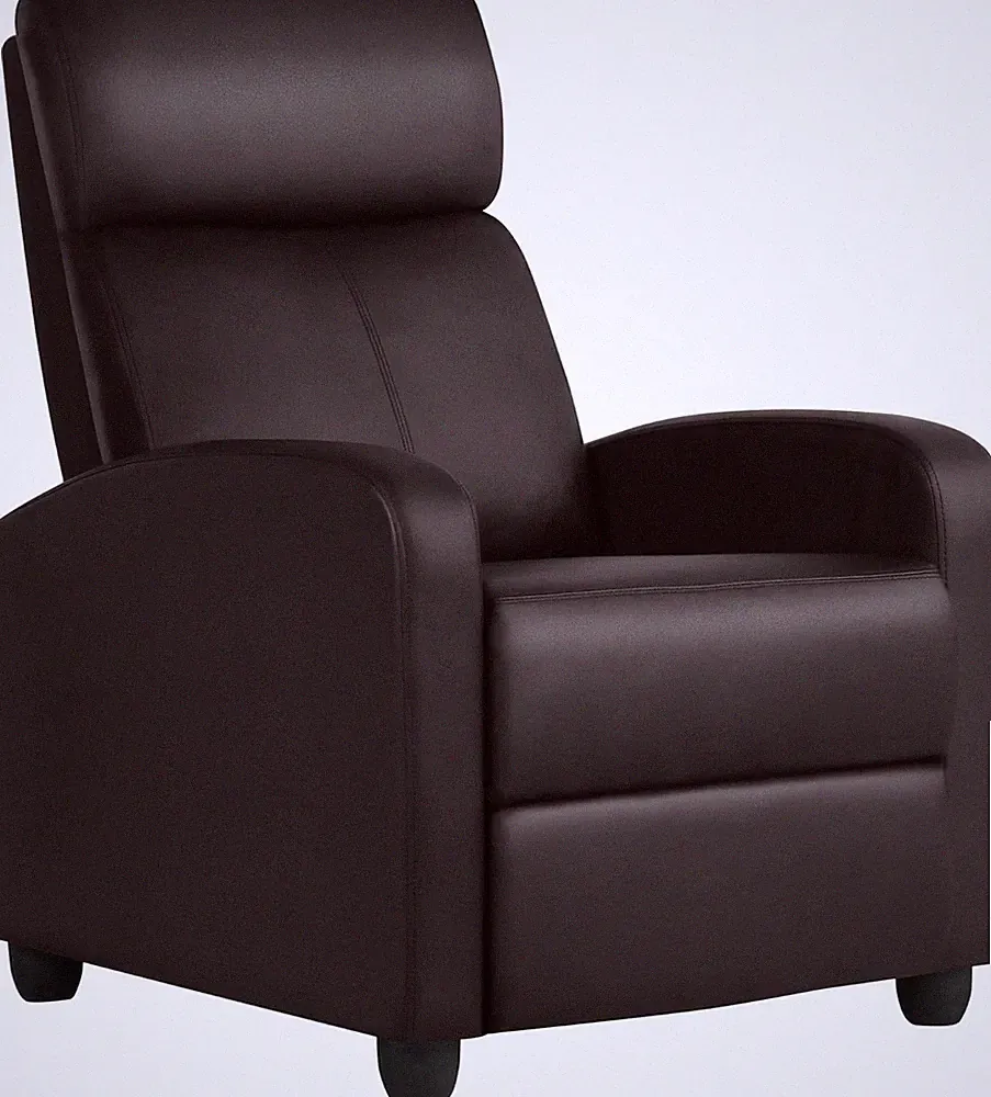 Brown PU Leather Recliner Chair for Living Room & Home Theater Seating