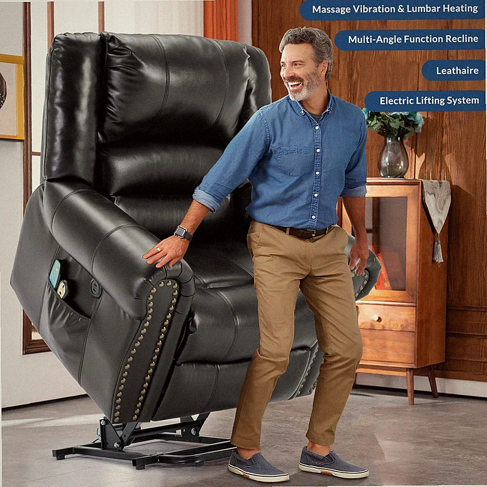 Electric Power Lift Recliner Chair with Heat and Massage Lift Chair for Seniors