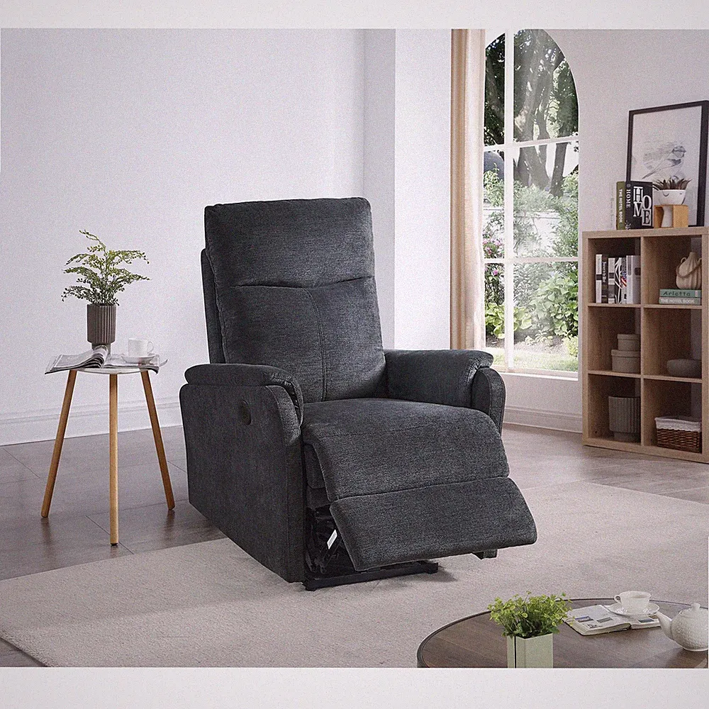Fabric Power Recliner Chair w/ USB Port for Home Theater Seating Charcoal Gray