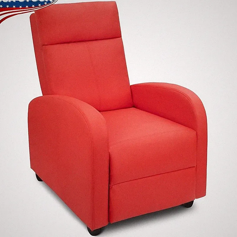 Home Theater Recliner Padded Seat Adjustable Footrest Faux Leather Comfort New