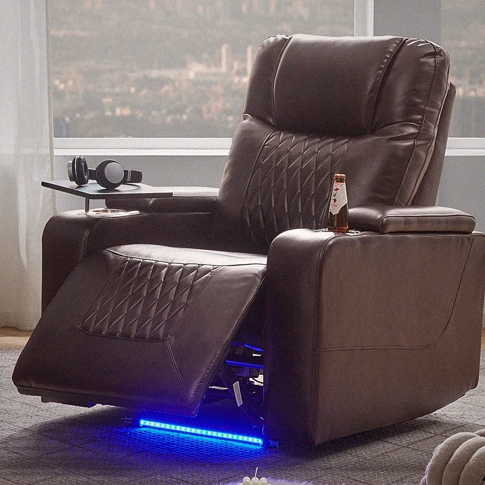 Power Recliner Chair Home Theater Seating Cup Holder Swivel Tray Table USB Port