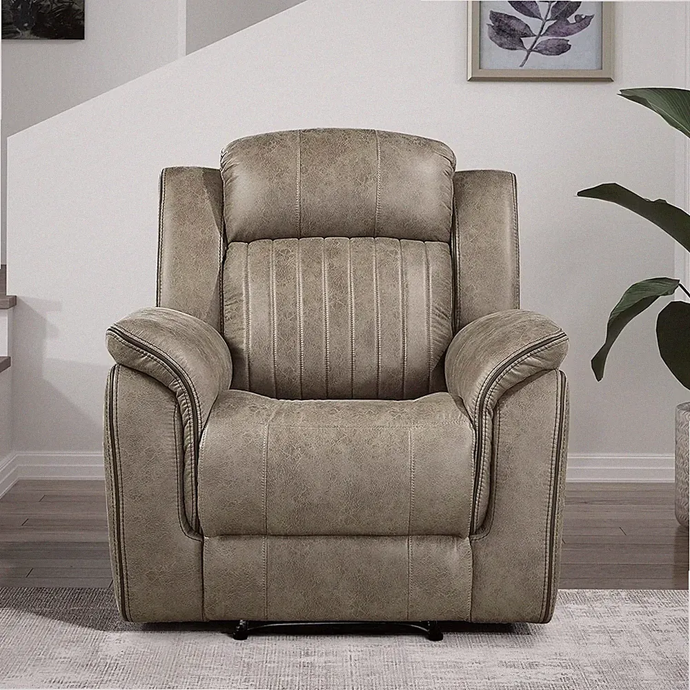 Sandy Brown Microfiber Recliner Chair for Home Theater Seating, 39.5" W
