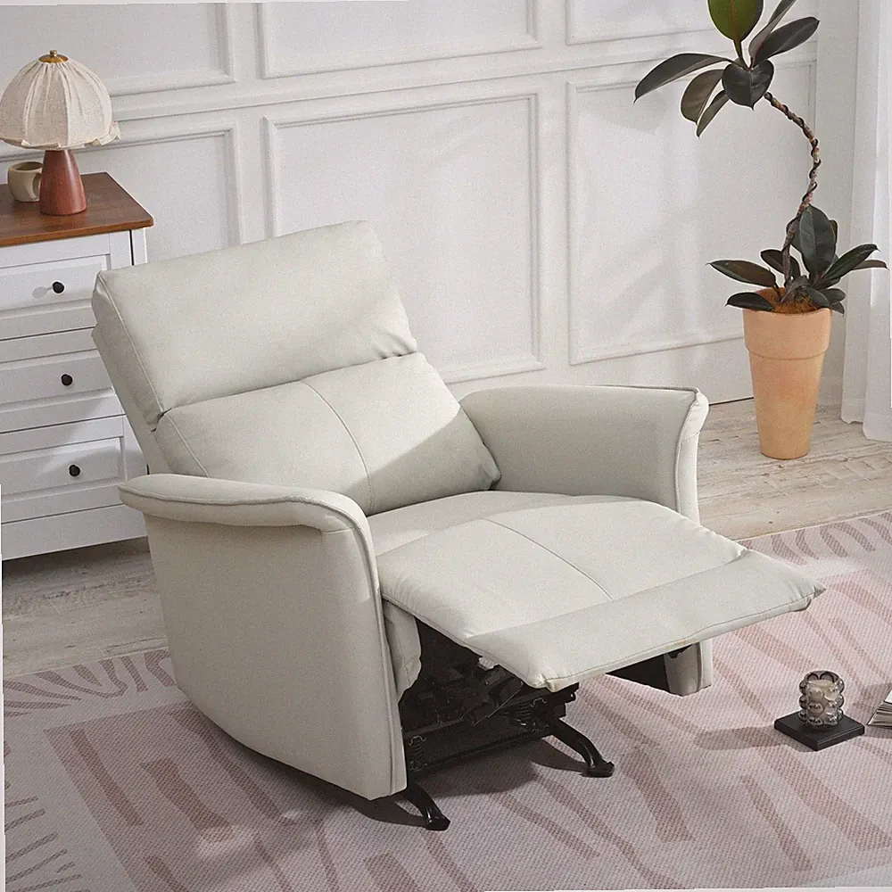 Small Space Manual Rocker Recliner Chair for Adults Leather Single Sofa Recliner