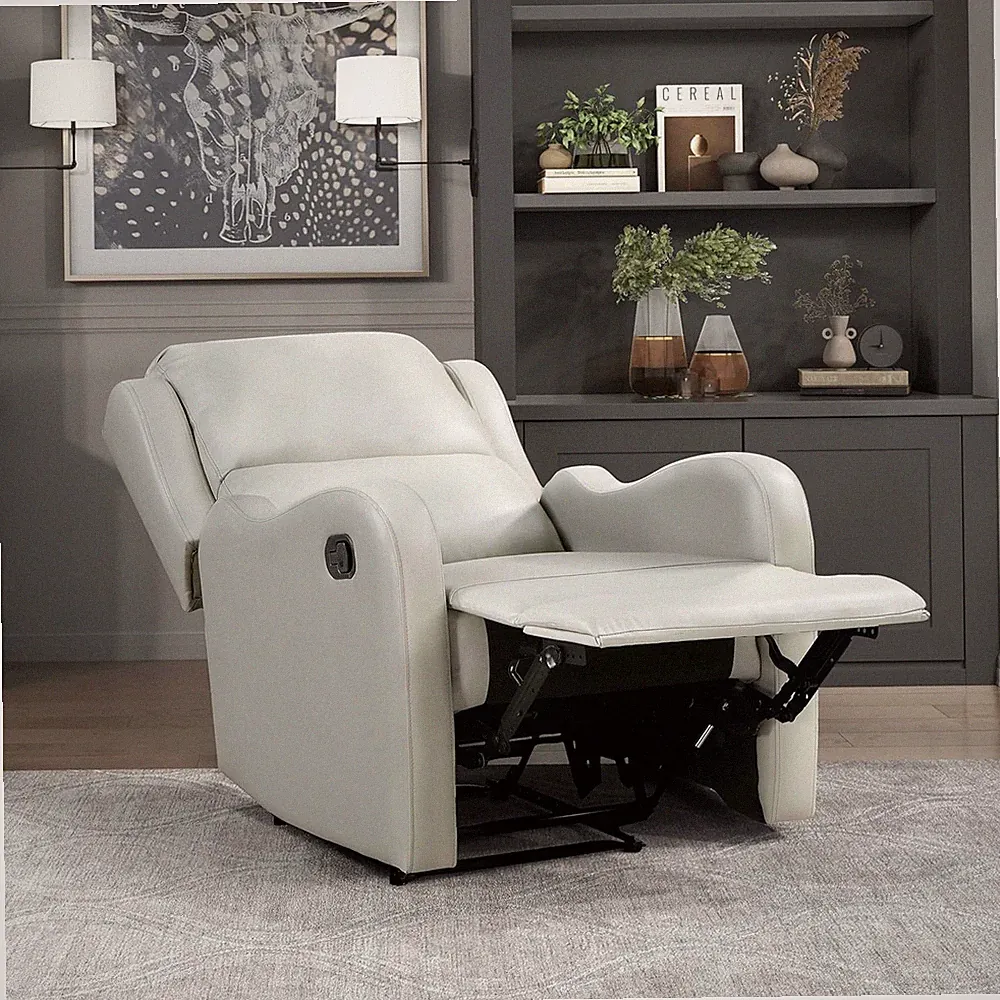 Taupe Faux Leather Manual Recliner Chair for Living Room & Office
